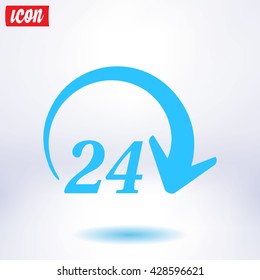 Open around  the clock hours a day icon.