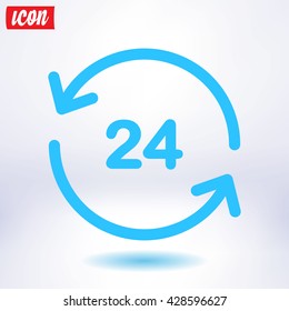 Open around  the clock hours a day icon.