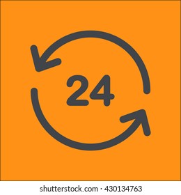 Open around  the clock hours a day icon.