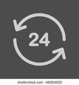 Open around  the clock hours a day icon.