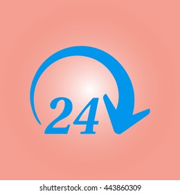 Open around  the clock hours a day icon.