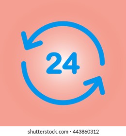 Open around  the clock hours a day icon.