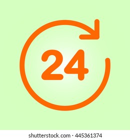 Open around  the clock hours a day icon.