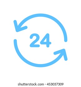 Open around  the clock hours a day icon.