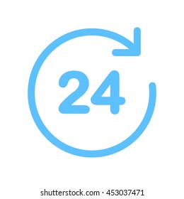Open around  the clock hours a day icon.