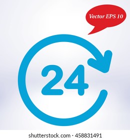 Open around  the clock hours a day icon.