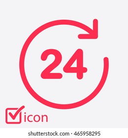 Open around  the clock hours a day icon.