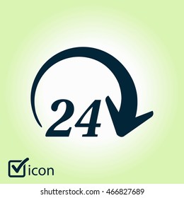 Open around  the clock hours a day icon.
