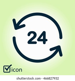 Open around  the clock hours a day icon.