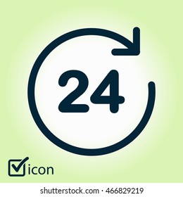 Open around  the clock hours a day icon.