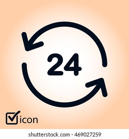 Open around  the clock hours a day icon.