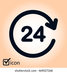 Open around  the clock hours a day icon.