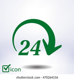 Open around  the clock hours a day icon.