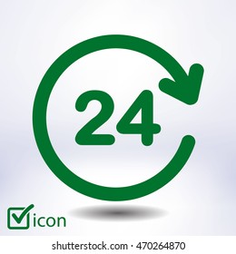 Open around  the clock hours a day icon.