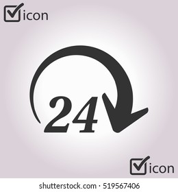 Open around  the clock hours a day icon.