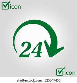 Open around  the clock hours a day icon.