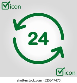 Open around  the clock hours a day icon.