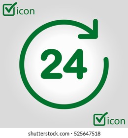 Open around  the clock hours a day icon.
