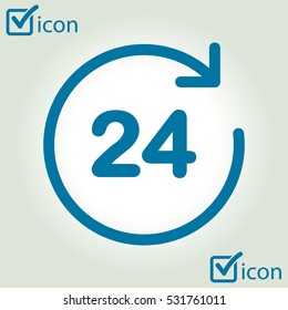 Open around  the clock hours a day icon.