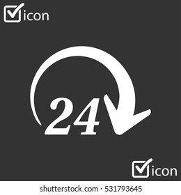 Open around  the clock hours a day icon.