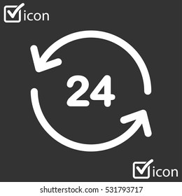 Open around  the clock hours a day icon.