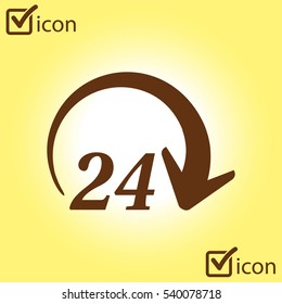 Open around  the clock hours a day icon.