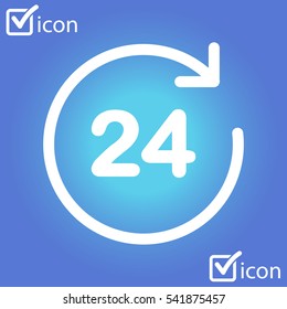 Open around  the clock hours a day icon.