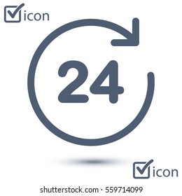 Open around  the clock hours a day icon.