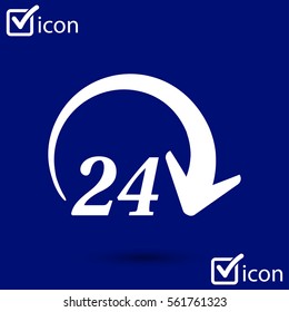 Open around  the clock hours a day icon. Badge-clock work time.