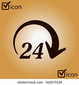 Open around  the clock hours a day icon. Badge-clock work time.