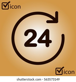 Open around  the clock hours a day icon.