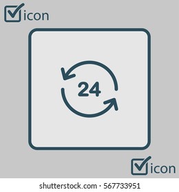 Open around  the clock hours a day icon. Badge-clock work time.