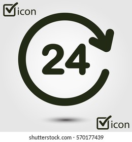 Open around  the clock hours a day icon.