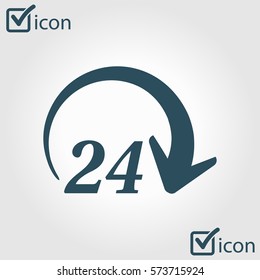 Open around  the clock hours a day icon. Badge-clock work time.