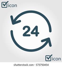 Open around  the clock hours a day icon. Badge-clock work time.