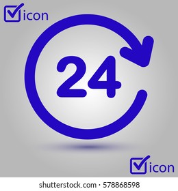 Open around  the clock hours a day icon.