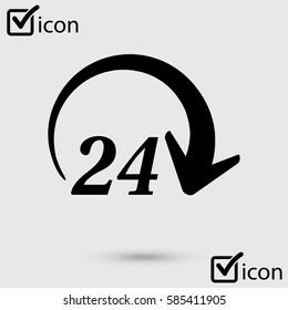 Open around  the clock hours a day icon. Badge-clock work time.