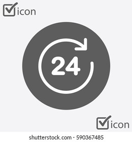 Open around  the clock hours a day icon.