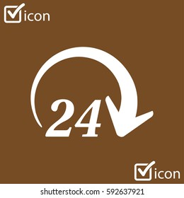 Open around  the clock hours a day icon. Badge-clock work time.