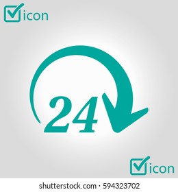 Open around  the clock hours a day icon. Badge-clock work time.