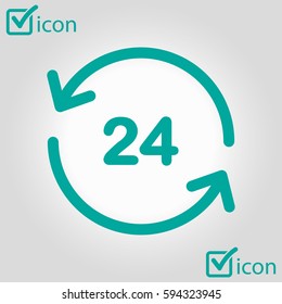 Open around  the clock hours a day icon. Badge-clock work time.