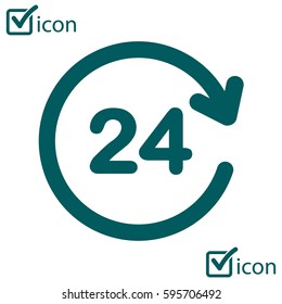 Open around  the clock hours a day icon.