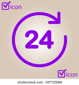 Open around  the clock hours a day icon.