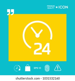 Open around the clock icon. Opening hours symbol icon
