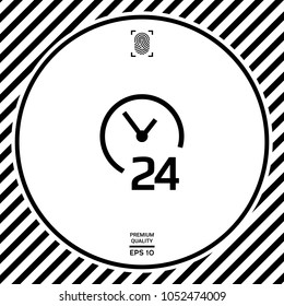 Open around the clock icon. Opening hours symbol icon