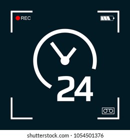 Open around the clock icon. Opening hours symbol icon