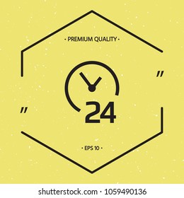 Open around the clock icon. Opening hours symbol icon