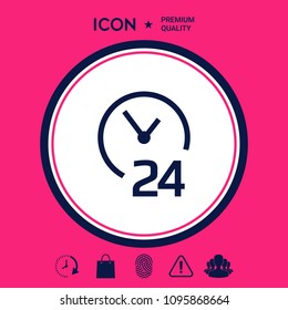 Open around the clock icon. Opening hours symbol icon