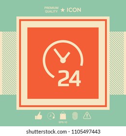Open around the clock icon. Opening hours symbol icon