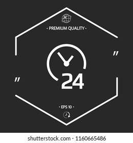 Open around the clock icon. Opening hours symbol icon